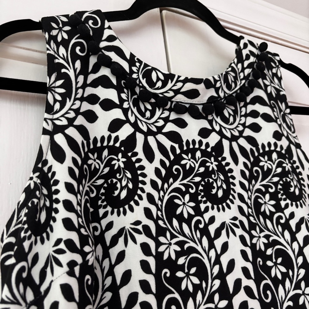 Talbots Monochromatic Elegant Black White Paisley Patterned Dress Size Medium - Picture 2 of 12